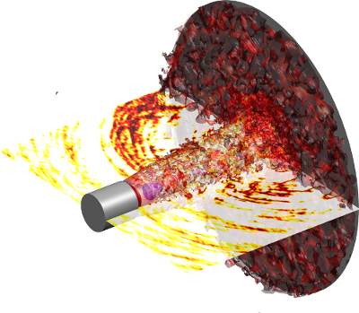 Visualisation instantanée d'un jet rond supersonique impactant une paroi.png Visualisation instantanée d'un jet rond supersonique impactant une paroi.png